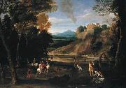 unknow artist Landscape with a Hunting Party painting